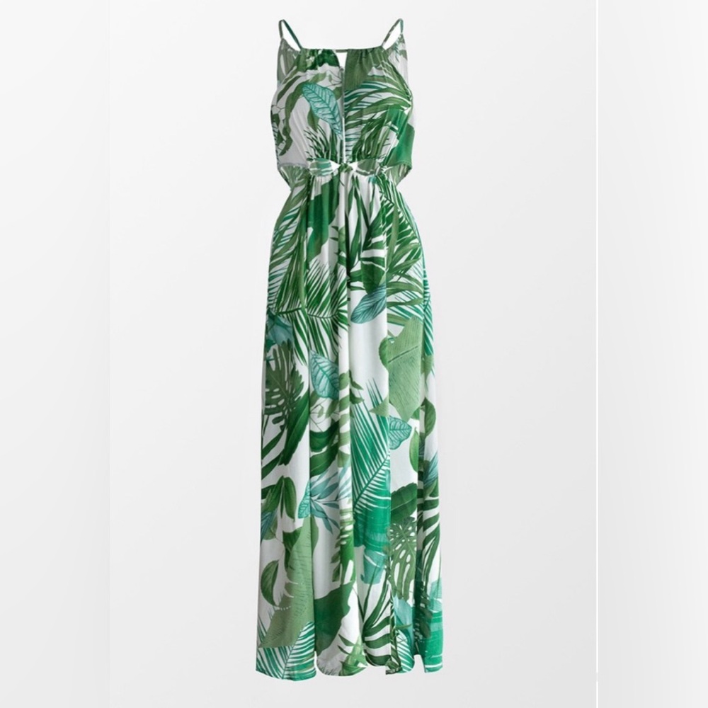 Tropical Cutout Maxi Dress